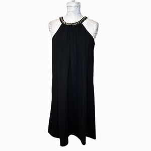 Calvin Klein Sleeveless Gold Neck Chain Halter Cocktail A-Line Dress Women's 6